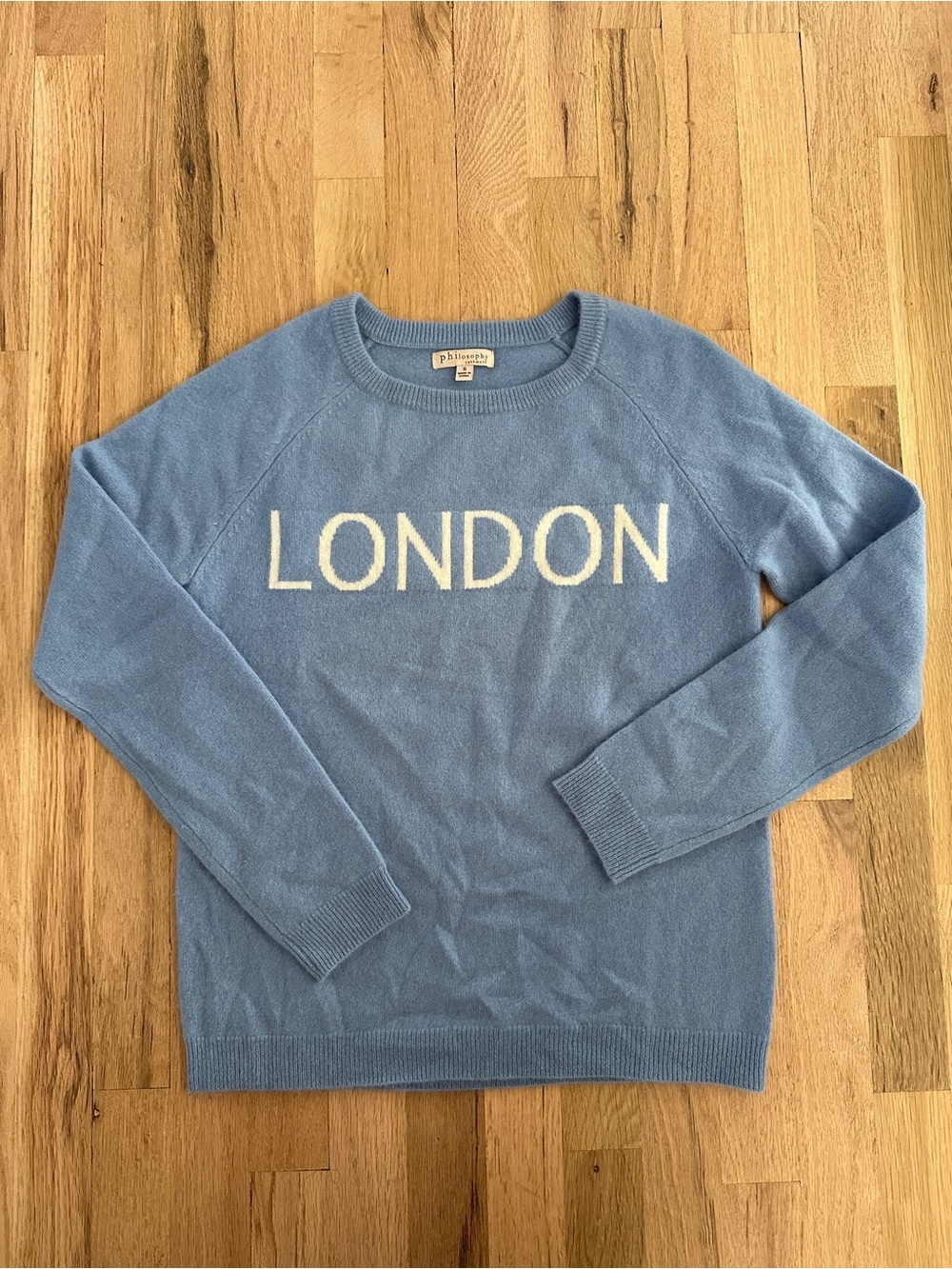 Philosophy Cashmere London Blue Dream Sweatshirt Sweater Size Small